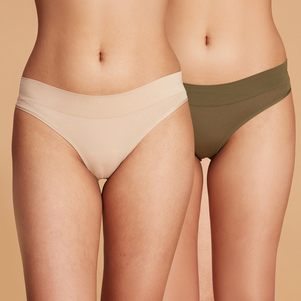 Nykd by Nykaa 4 Way Stretch Bikini Panty Pack of 2-NYP341-Skin & Olive