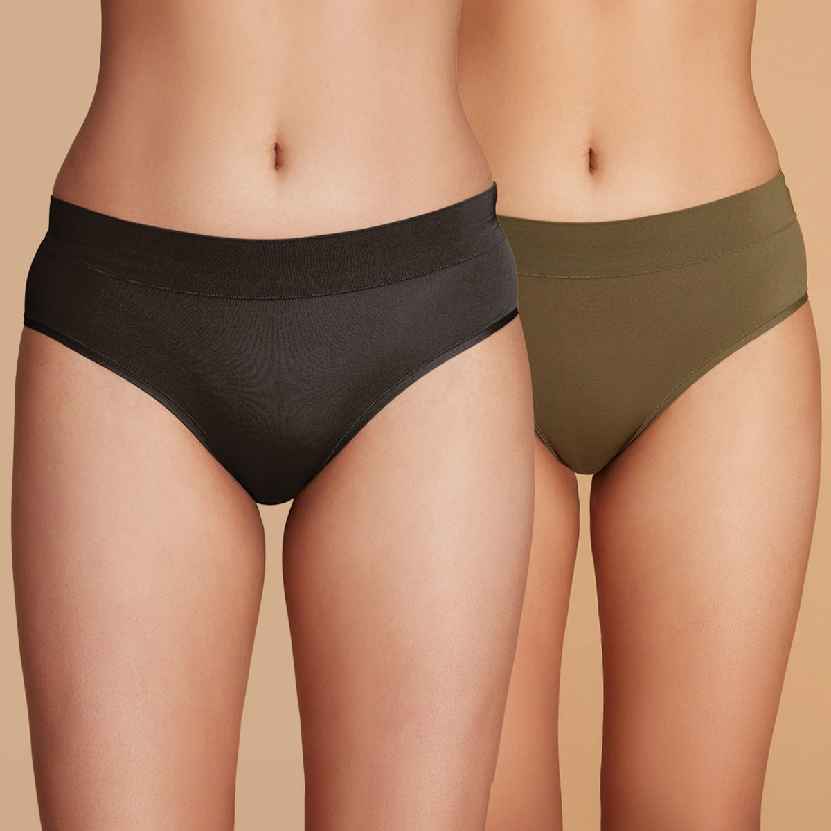 Nykd by Nykaa 4 Way Stretch Hipster Panty Pack of 2-NYP342-Black & Olive