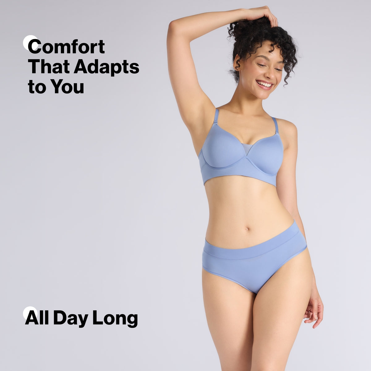 Adapt360° Barely There Hipster Panty with No-Roll, Dig-Free Fit & Cotton Gusset NYP342 C Blue