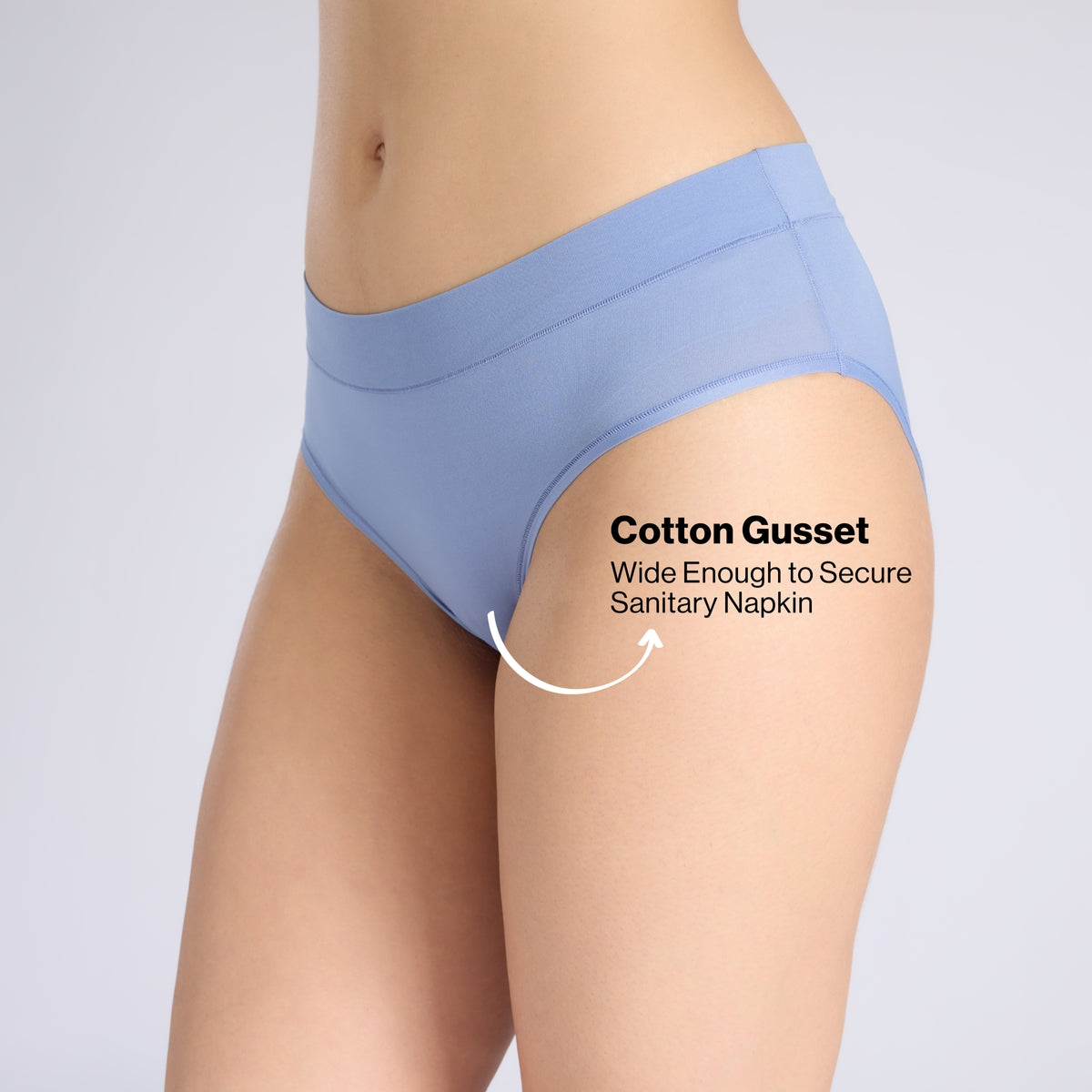 Adapt360° Barely There Hipster Panty with No-Roll, Dig-Free Fit & Cotton Gusset NYP342 C Blue