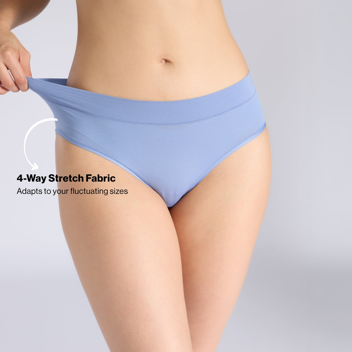 Adapt360° Barely There Hipster Panty with No-Roll, Dig-Free Fit & Cotton Gusset NYP342 C Blue