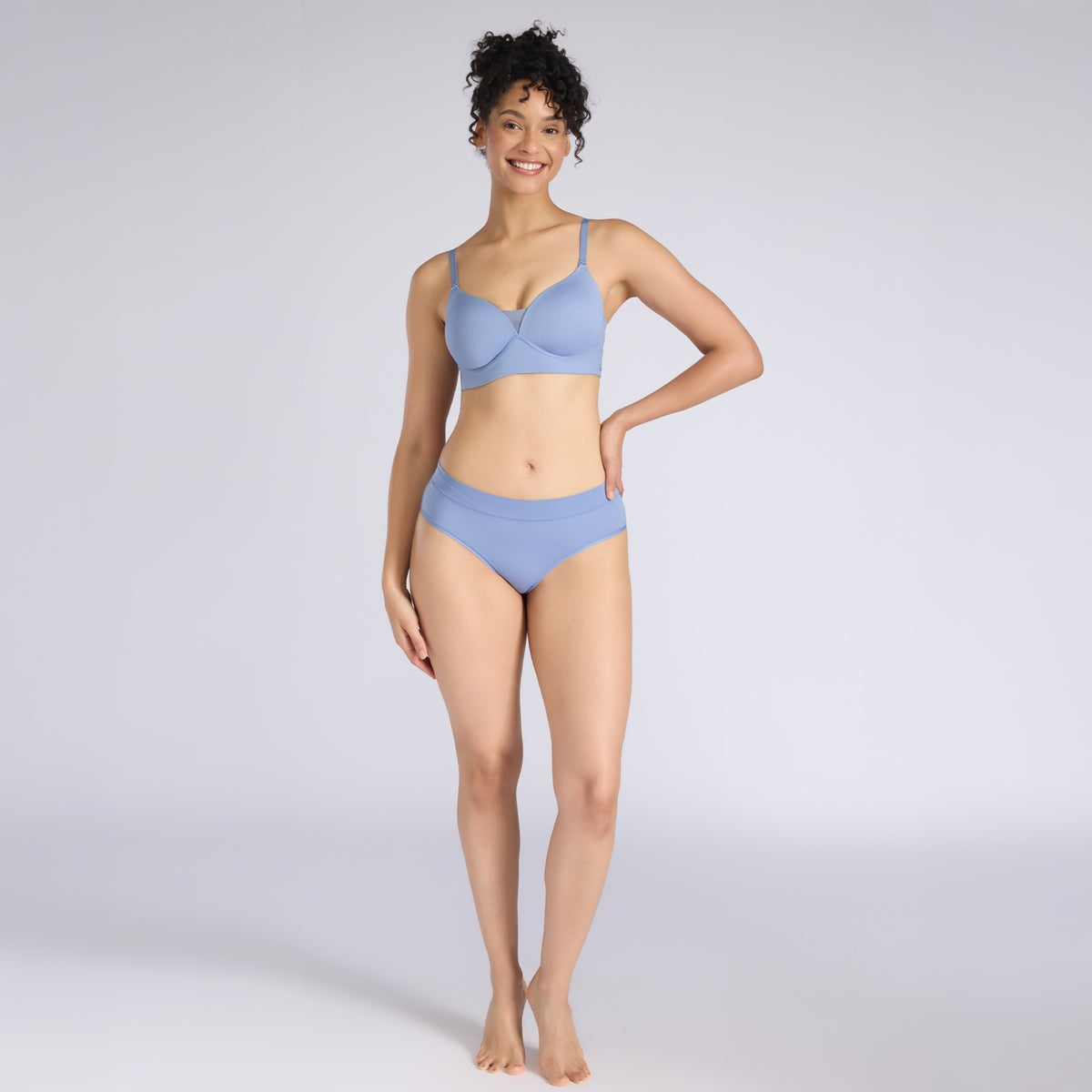 Adapt360° Barely There Hipster Panty with No-Roll, Dig-Free Fit & Cotton Gusset NYP342 C Blue