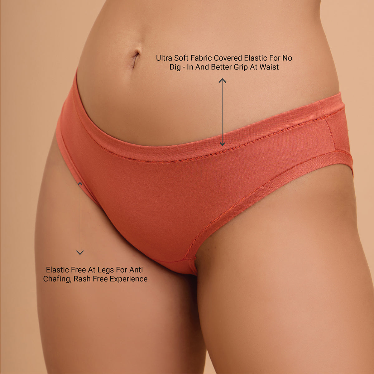 Nykd by Nykaa Super Soft Luxe Modal Bikini Panty NYP382 PO2-Carrot & Eggplant