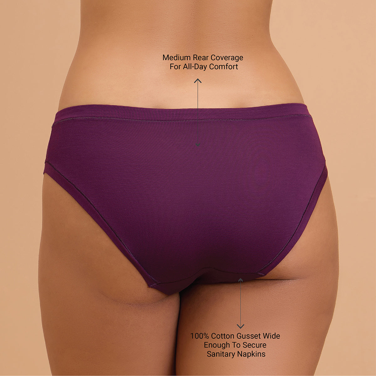Nykd by Nykaa Super Soft Luxe Modal Bikini Panty NYP382 PO2-Carrot & Eggplant