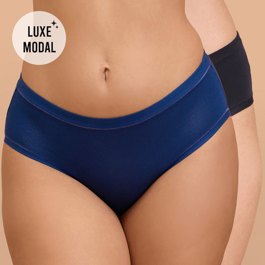 Nykd by Nykaa Super Soft Luxe Modal Bikini Panty NYP382 PO2-E-Blue & Black