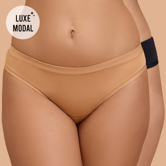 Nykd by Nykaa Super Soft Luxe Modal Bikini Panty NYP382 PO2-Black & Tan
