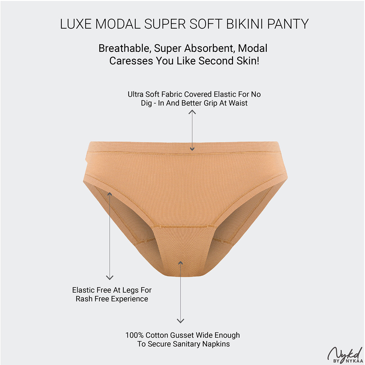 Nykd by Nykaa Super Soft Luxe Modal Bikini Panty NYP382 PO2-Black & Tan