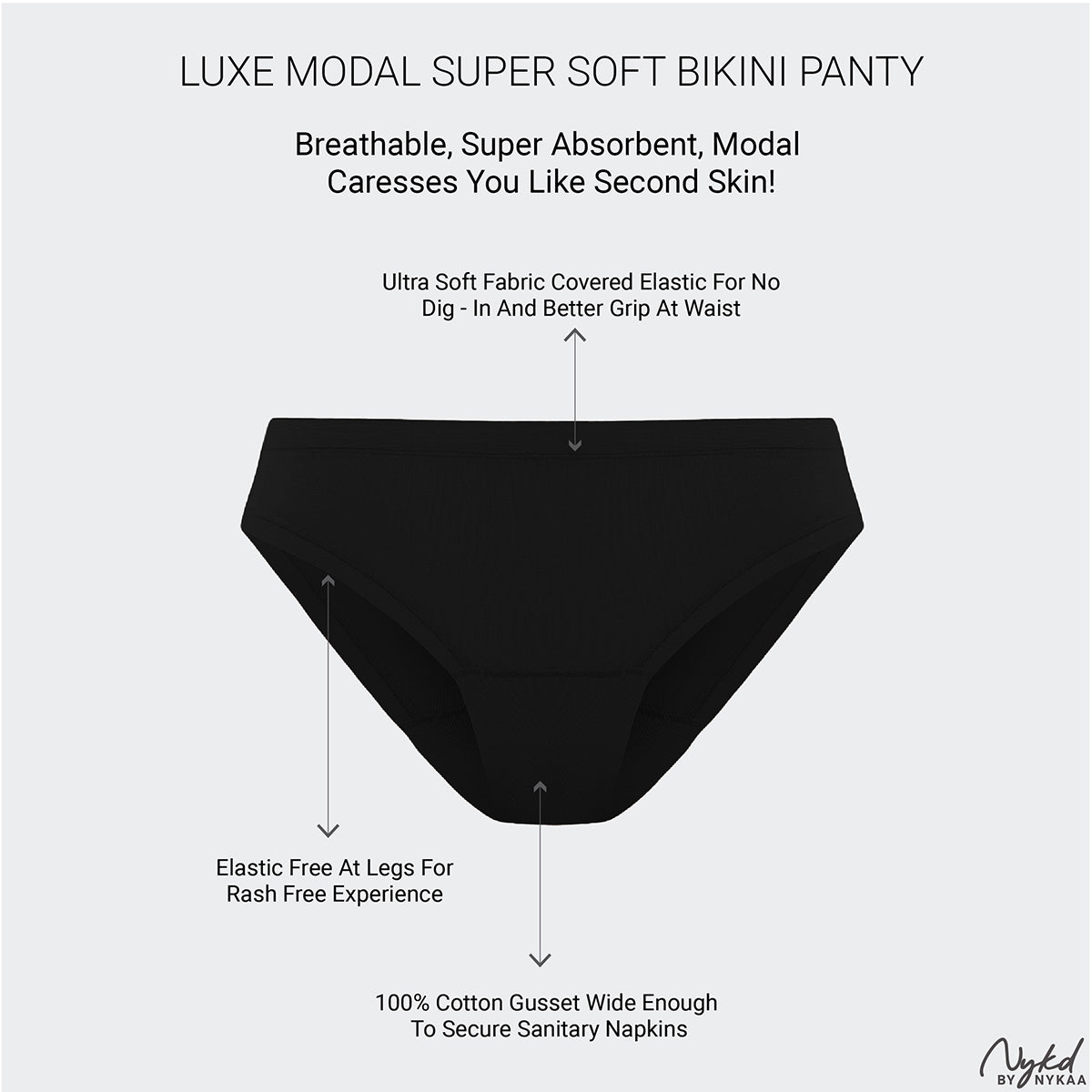 Nykd by Nykaa Super Soft Luxe Modal Bikini Panty NYP382 PO2-Black & Tan