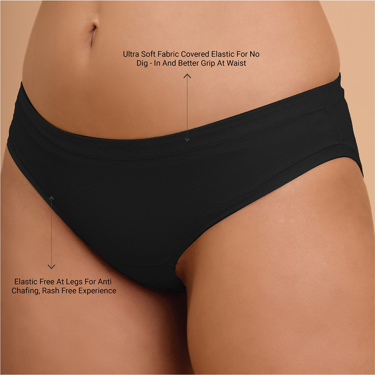 Nykd by Nykaa Super Soft Luxe Modal Bikini Panty NYP382 PO2-Black & Tan
