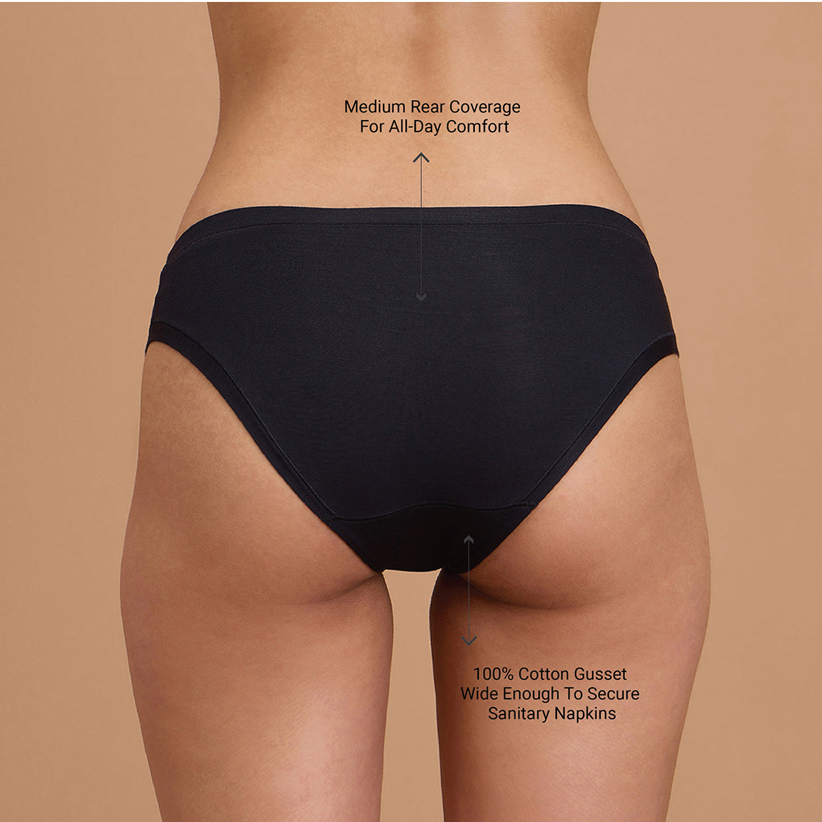 Nykd by Nykaa Super Soft Luxe Modal Bikini Panty NYP382 PO2-Black & Tan