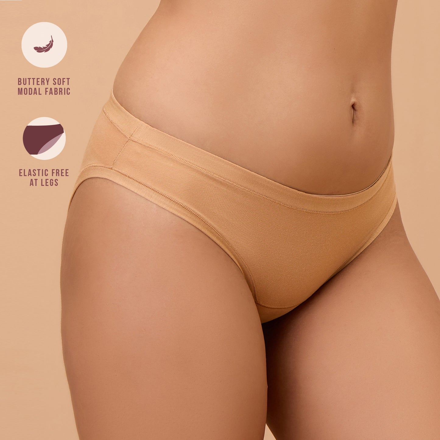 Nykd by Nykaa Super Soft Luxe Modal Bikini Panty NYP382 PO2-Black & Tan