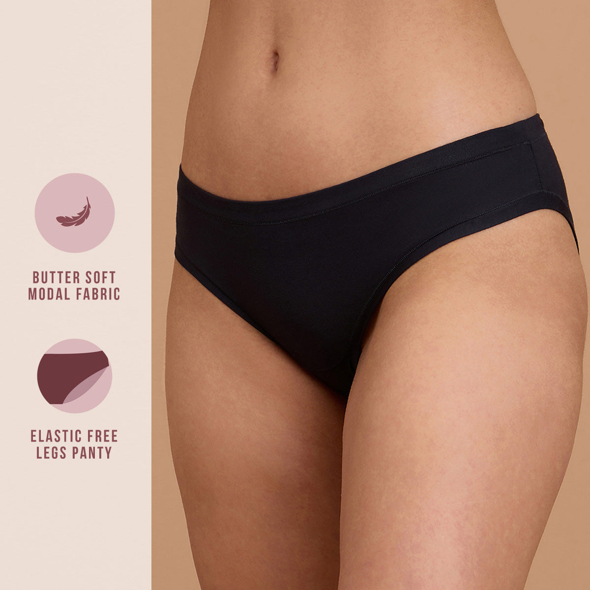 Nykd by Nykaa Super Soft Luxe Modal Bikini Panty NYP382 PO2-Black & Tan