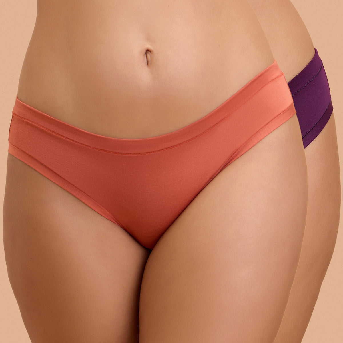 Modal Akin To Skin Super Soft Bikini Panty-NYP382-PO2-Carrot & Eggplant