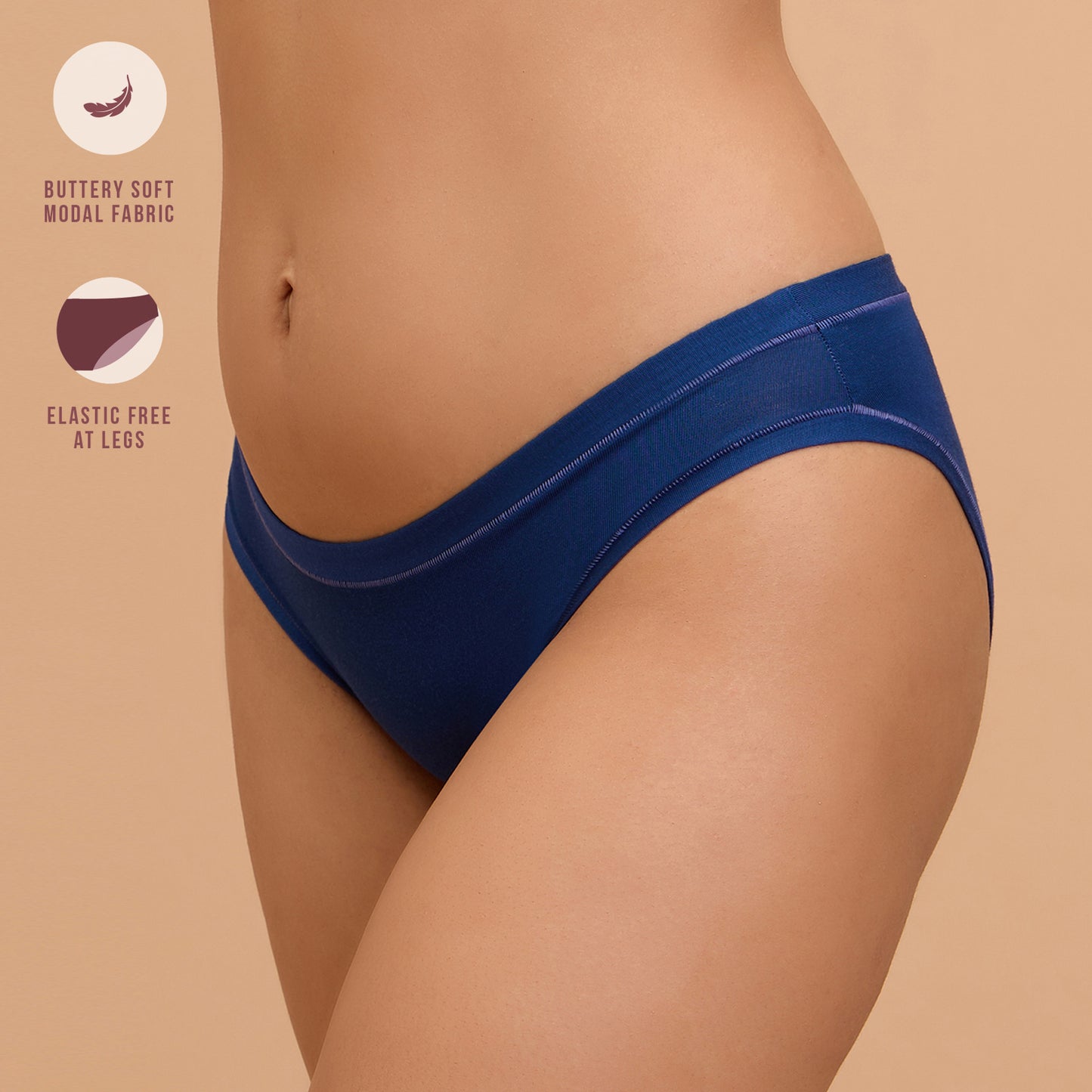 Modal Akin To Skin Super Soft Bikini Panty-NYP382-PO2-E-Blue & Black