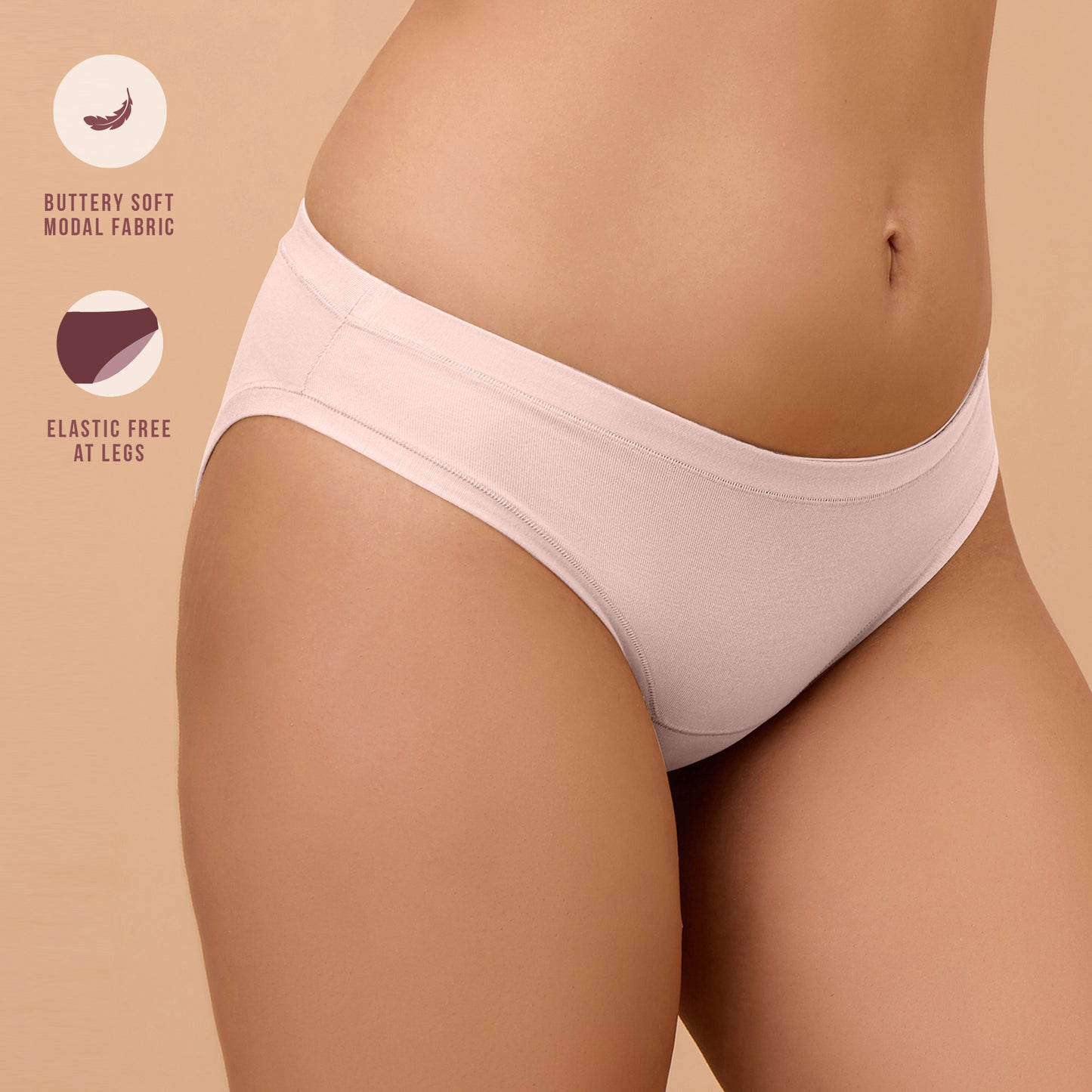 Modal Akin To Skin Super Soft Bikini Panty-NYP382-PO2-Nude & Eggplant