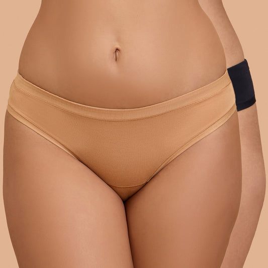 Modal Akin To Skin Super Soft Bikini Panty-NYP382-PO2-Black & Tan