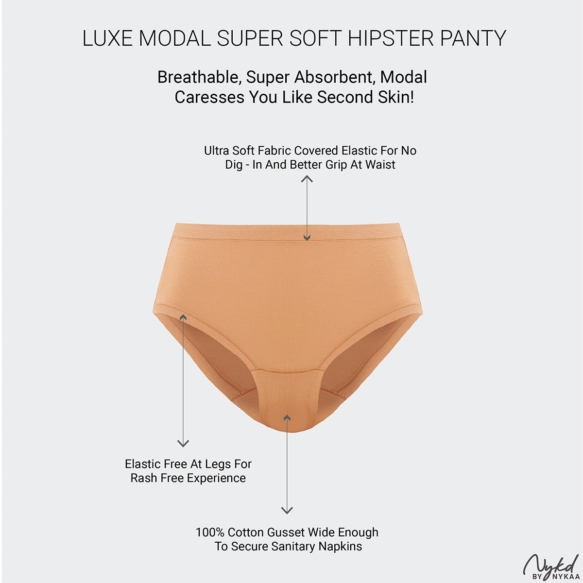 Nykd by Nykaa Super Soft Luxe Modal Hipster Panty NYP383 PO2-Black & Tan