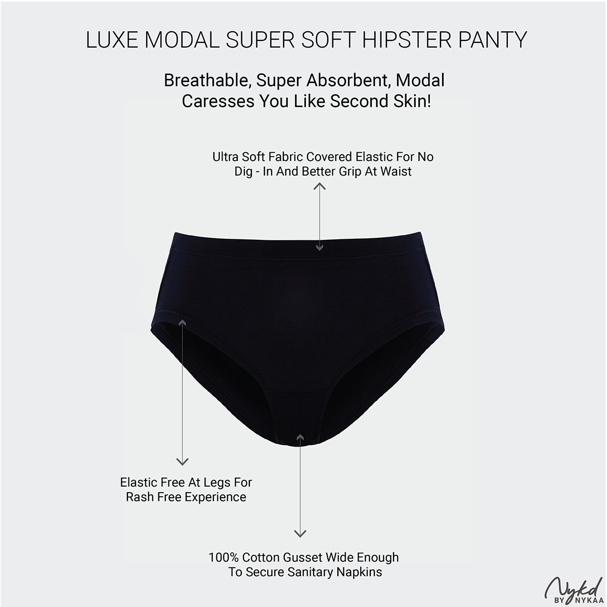 Nykd by Nykaa Super Soft Luxe Modal Hipster Panty NYP383 PO2-Black & Tan
