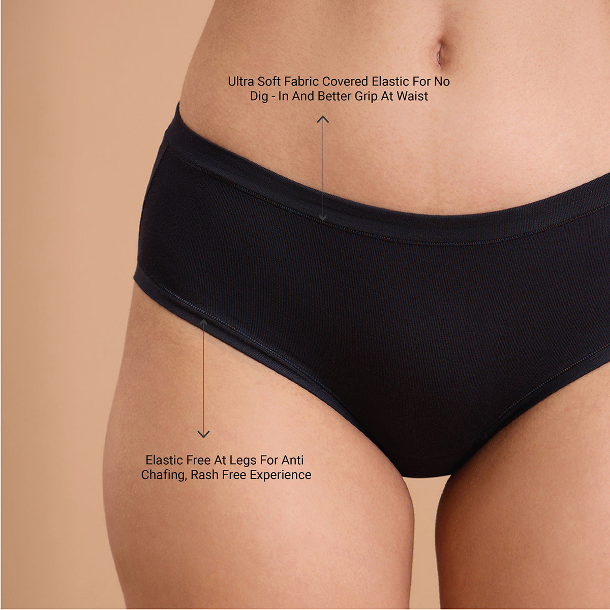 Nykd by Nykaa Super Soft Luxe Modal Hipster Panty NYP383 PO2-Black & Tan