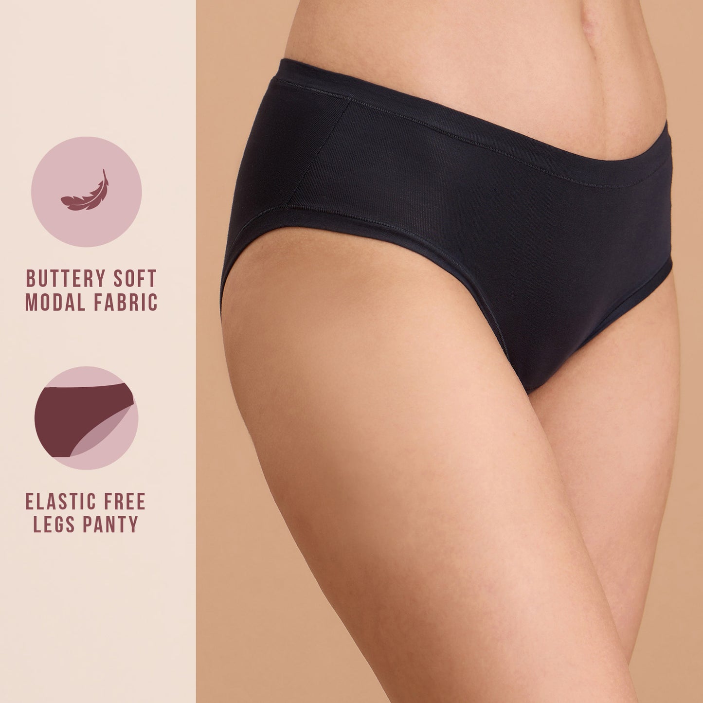 Nykd by Nykaa Super Soft Luxe Modal Hipster Panty NYP383 PO2-Black & Tan