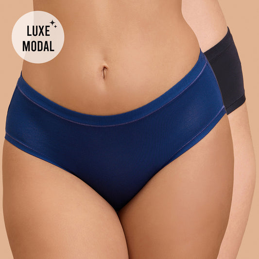 Nykd by Nykaa Super Soft Luxe Modal Hipster Panty NYP383 PO2-E-Blue & Black