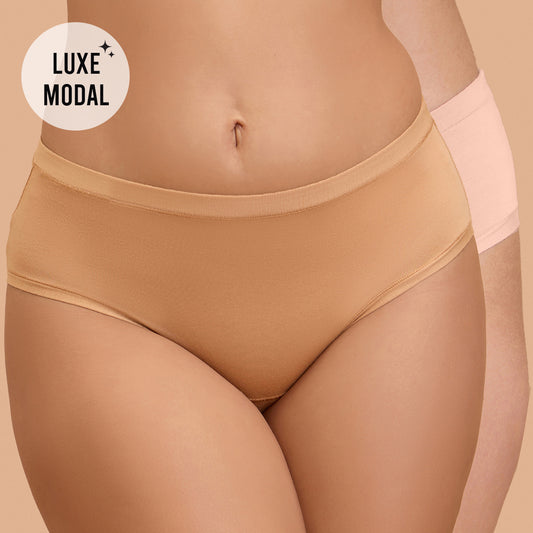 Nykd by Nykaa Super Soft Luxe Modal Hipster Panty NYP383 PO2-Tan & Nude