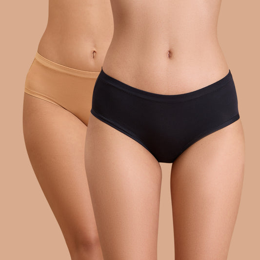 Modal Akin To Skin Super Soft Hipster Panty-NYP383-PO2-Black & Tan