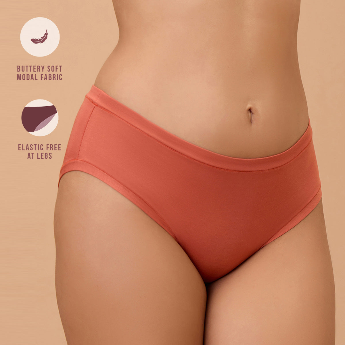 Modal Akin To Skin Super Soft Hipster Panty-NYP383-PO2-Carrot & Eggplant