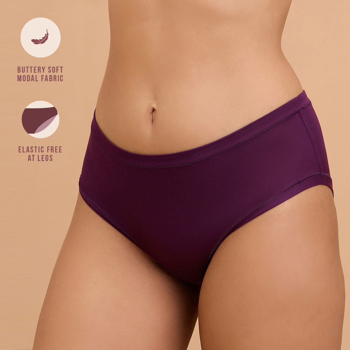 Modal Akin To Skin Super Soft Hipster Panty-NYP383-PO2-Carrot & Eggplant