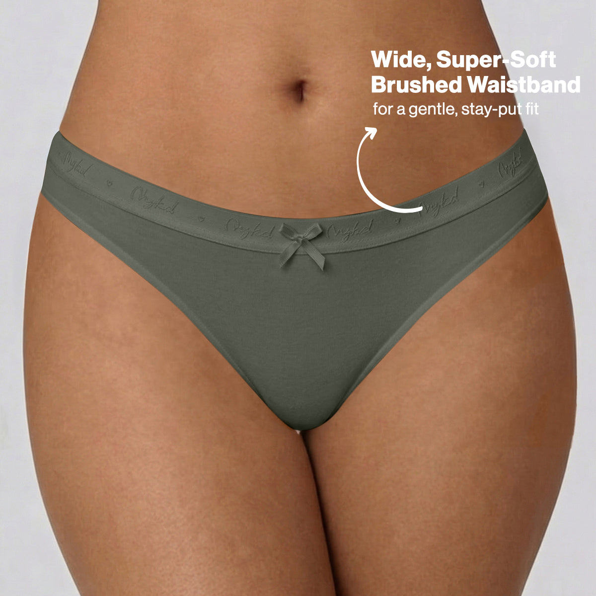 Low Rise Cotton Bikini Panty with Outer Elastic-Jet Black Taupe Green NYP390 PO3