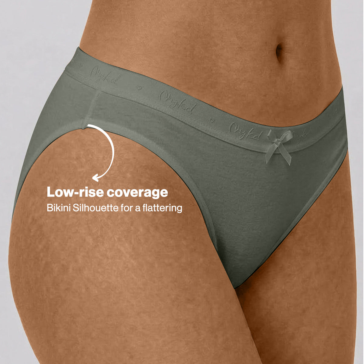 Low Rise Cotton Bikini Panty with Outer Elastic-Jet Black Taupe Green NYP390 PO3