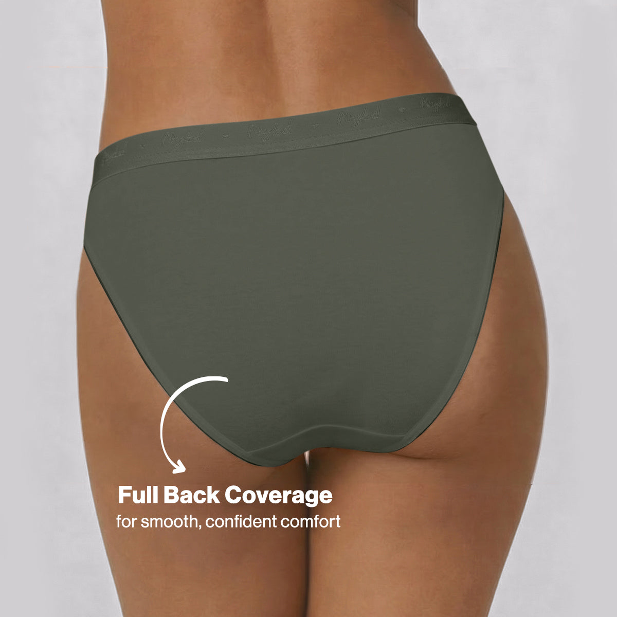 Low Rise Cotton Bikini Panty with Outer Elastic-Jet Black Taupe Green NYP390 PO3