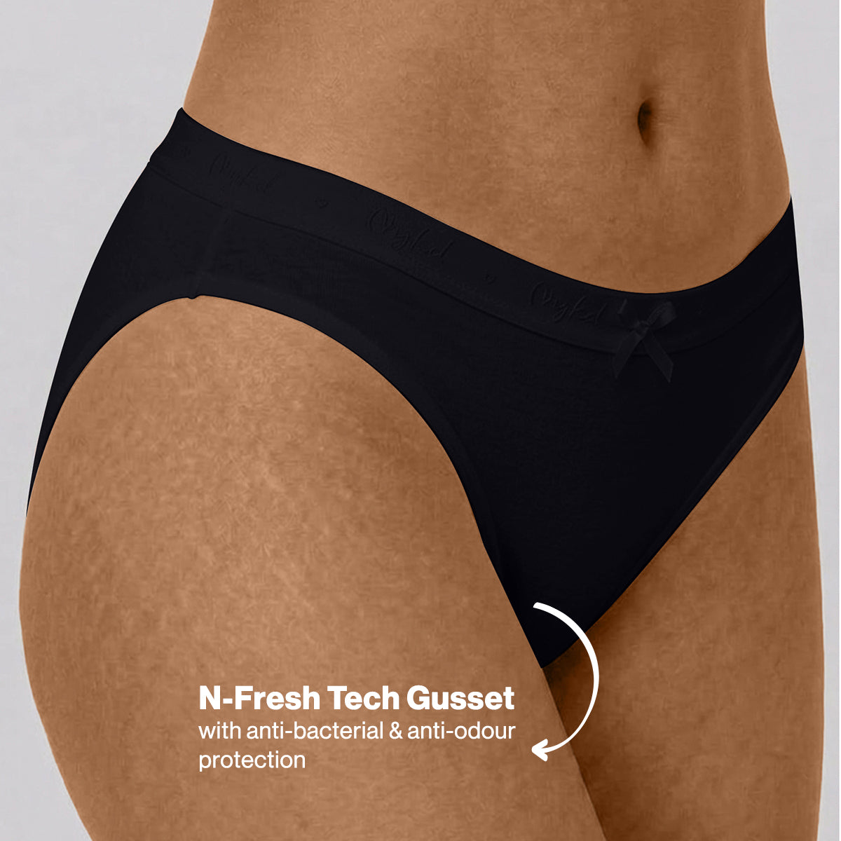 Low Rise Cotton Bikini Panty with Outer Elastic-Jet Black Taupe Green NYP390 PO3
