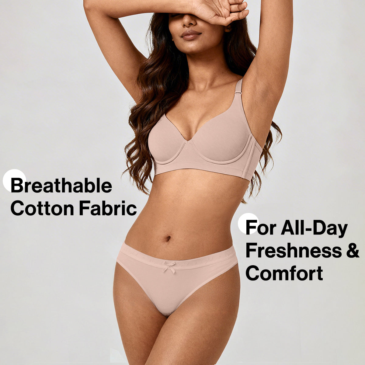 Low Rise Cotton Bikini Panty with Outer Elastic-White Nude P Pink NYP390 PO3