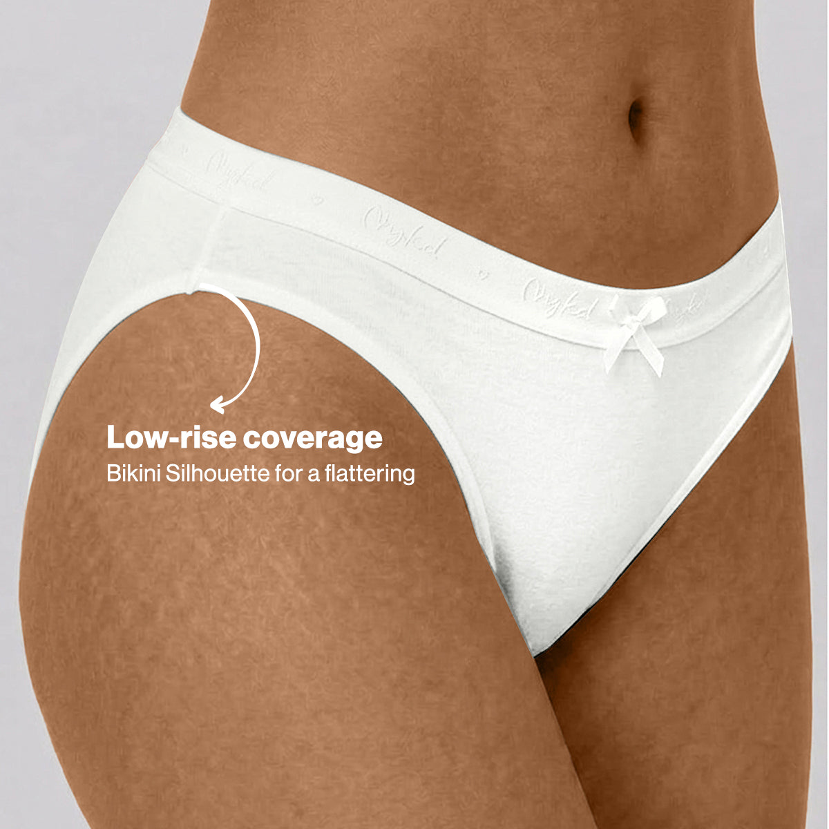 Low Rise Cotton Bikini Panty with Outer Elastic-White Nude P Pink NYP390 PO3