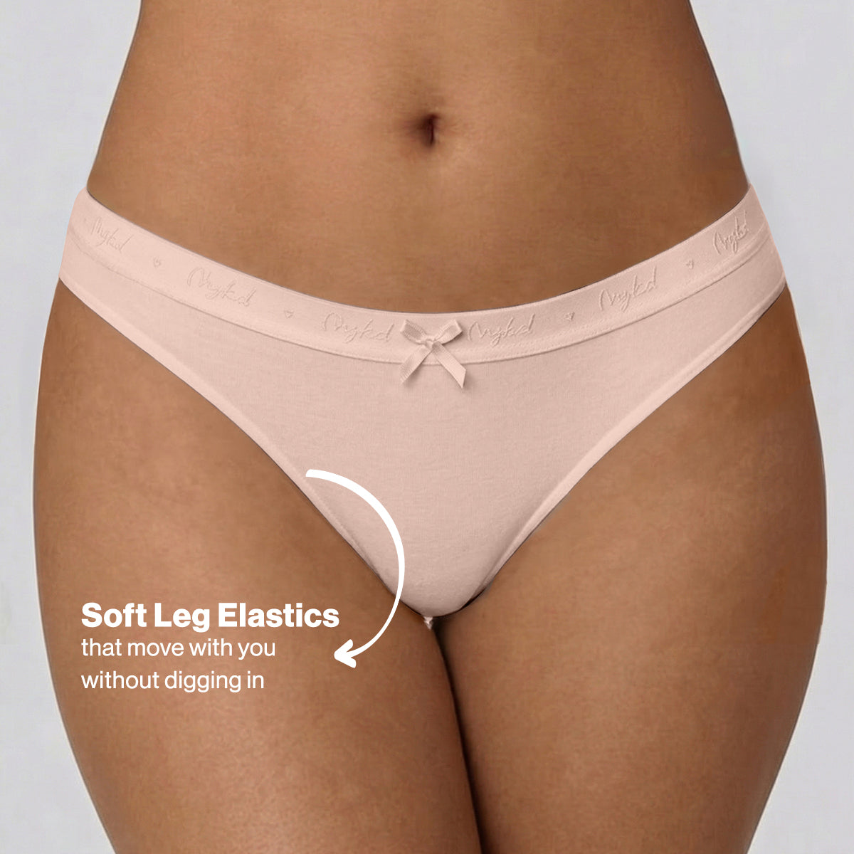 Low Rise Cotton Bikini Panty with Outer Elastic-White Nude P Pink NYP390 PO3