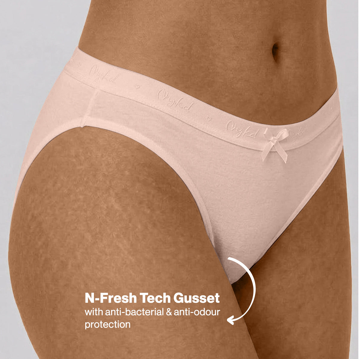 Low Rise Cotton Bikini Panty with Outer Elastic-White Nude P Pink NYP390 PO3