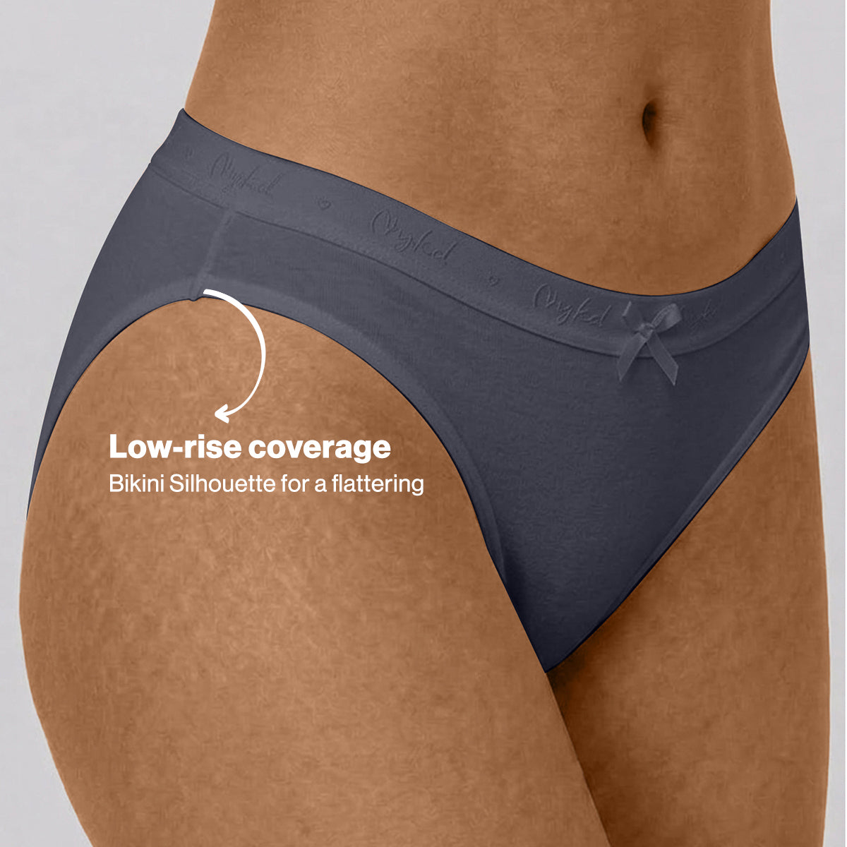 Low Rise Cotton Bikini Panty with Outer Elastic-Wine Wedge W Grey NYP390 PO3