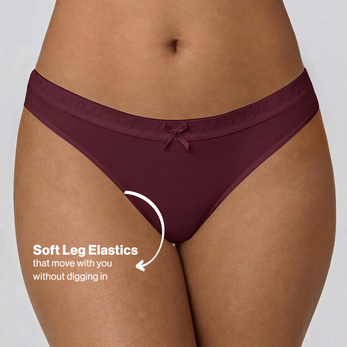 Low Rise Cotton Bikini Panty with Outer Elastic-Wine Wedge W Grey NYP390 PO3