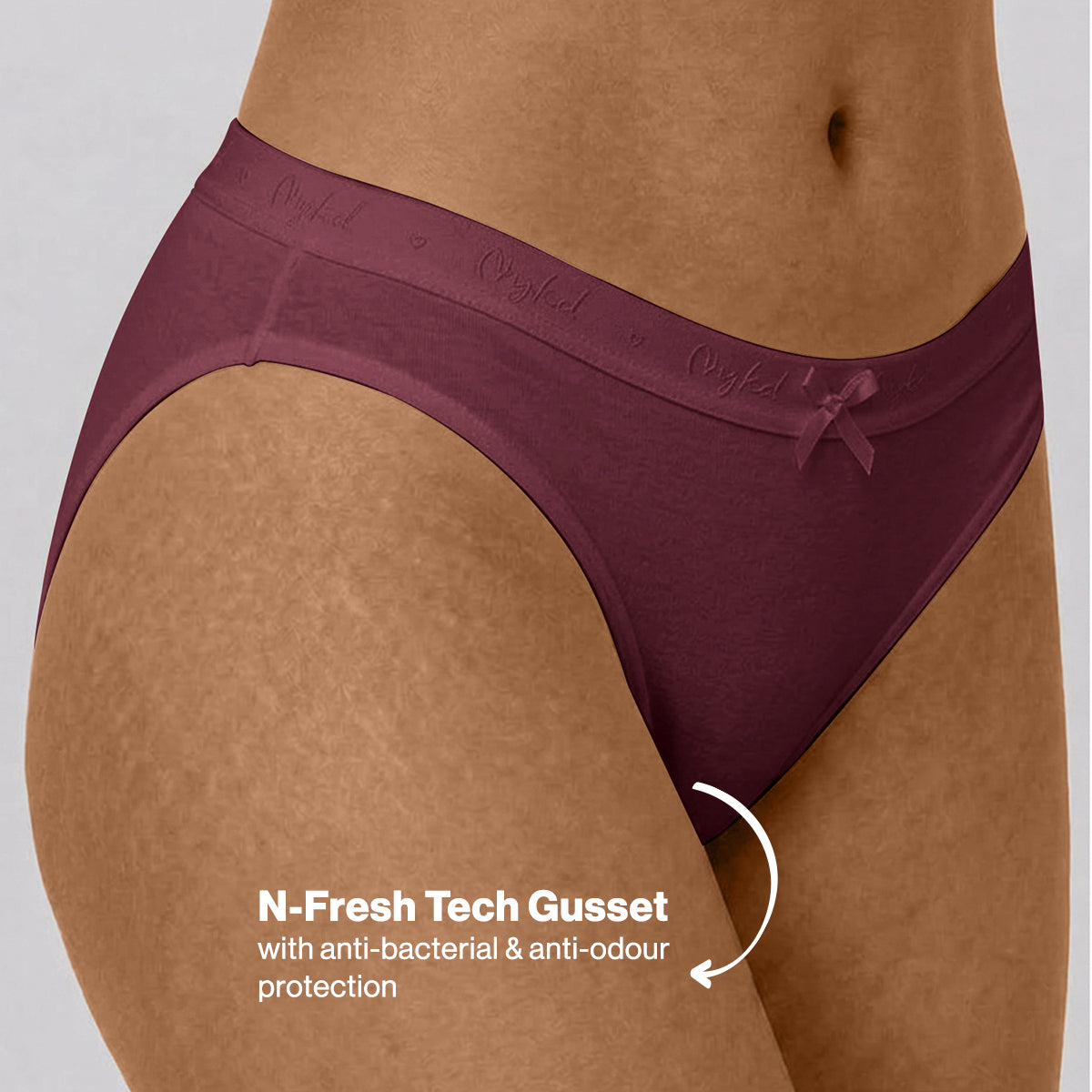 Low Rise Cotton Bikini Panty with Outer Elastic-Wine Wedge W Grey NYP390 PO3
