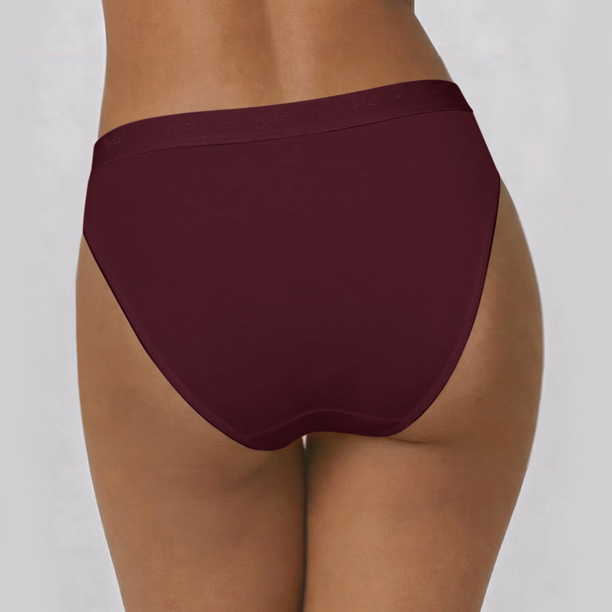 Low Rise Cotton Bikini Panty with Outer Elastic-Wine Wedge W Grey NYP390 PO3
