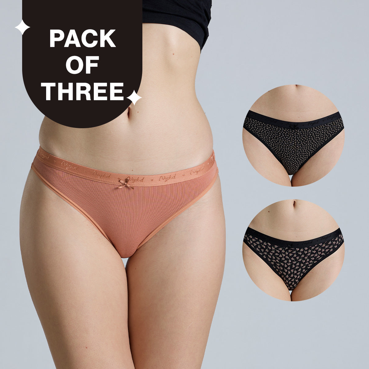 NYKD By Nykaa Low Rise Cotton Bikini Panty with Outer Elastic-NYP390-Assortment 16-P03