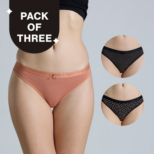 NYKD By Nykaa Low Rise Cotton Bikini Panty with Outer Elastic-NYP390-Assortment 16-P03