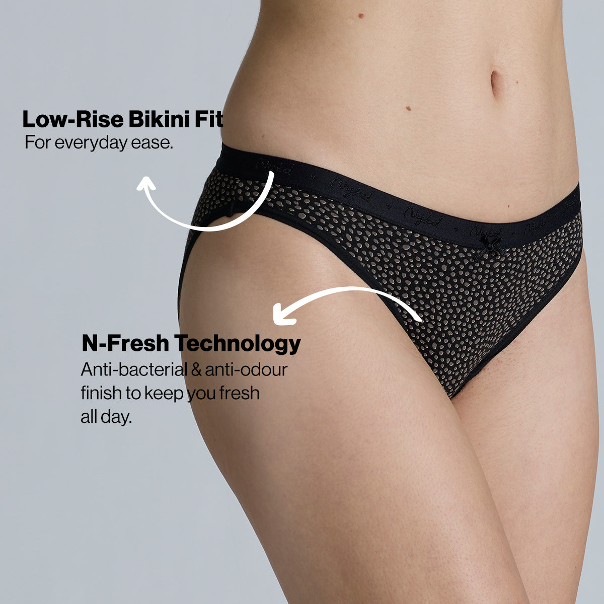 NYKD By Nykaa Low Rise Cotton Bikini Panty with Outer Elastic-NYP390-Assortment 16-P03