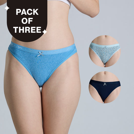 NYKD By Nykaa Low Rise Cotton Bikini Panty with Outer Elastic-NYP390-Assortment 17-P03