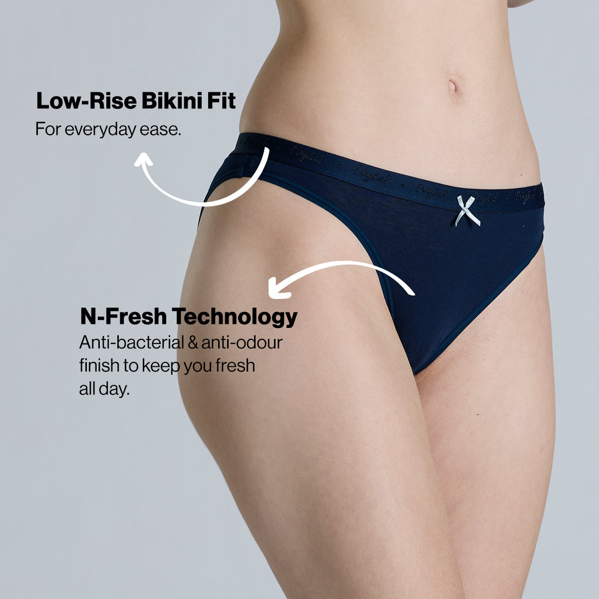 NYKD By Nykaa Low Rise Cotton Bikini Panty with Outer Elastic-NYP390-Assortment 17-P03