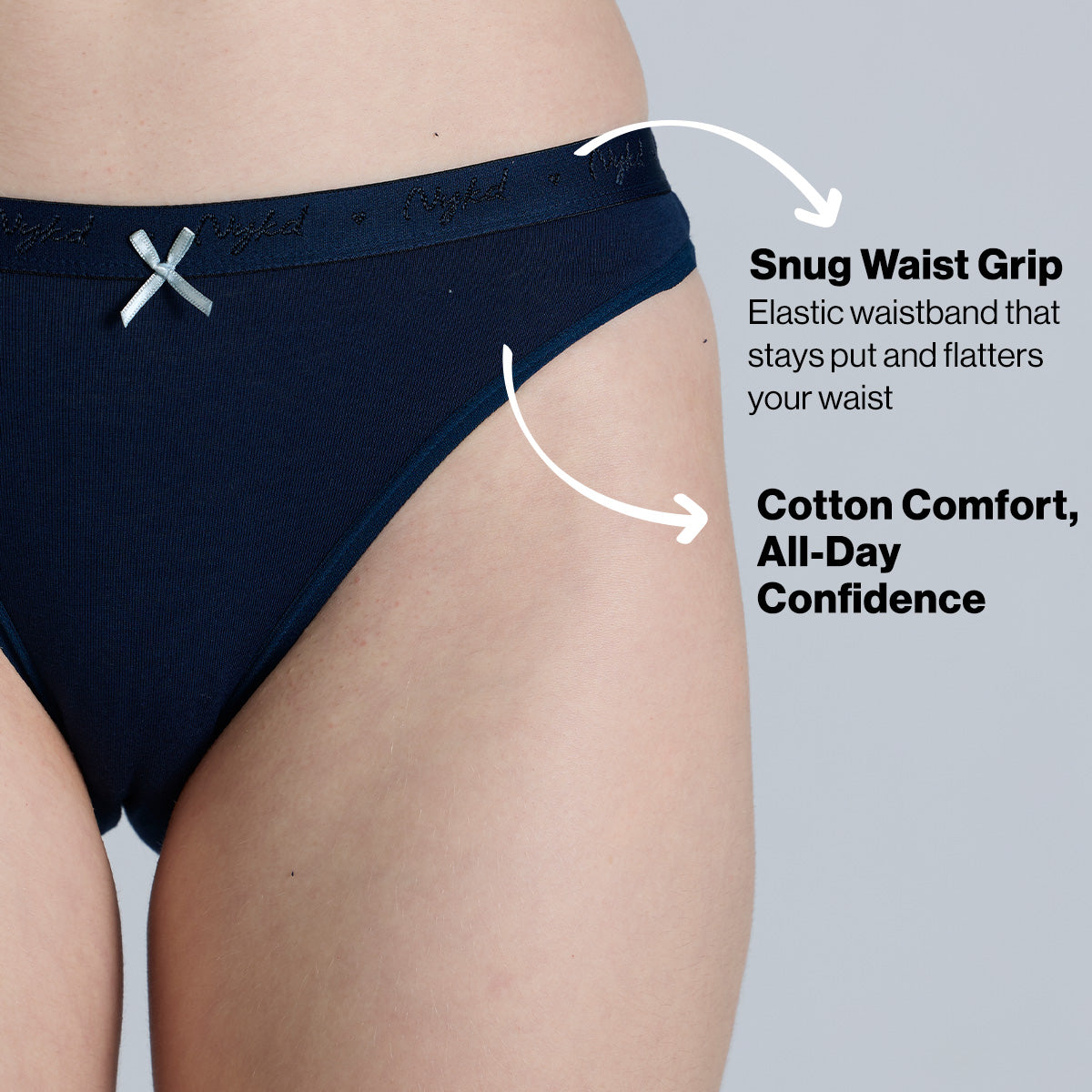 NYKD By Nykaa Low Rise Cotton Bikini Panty with Outer Elastic-NYP390-Assortment 17-P03