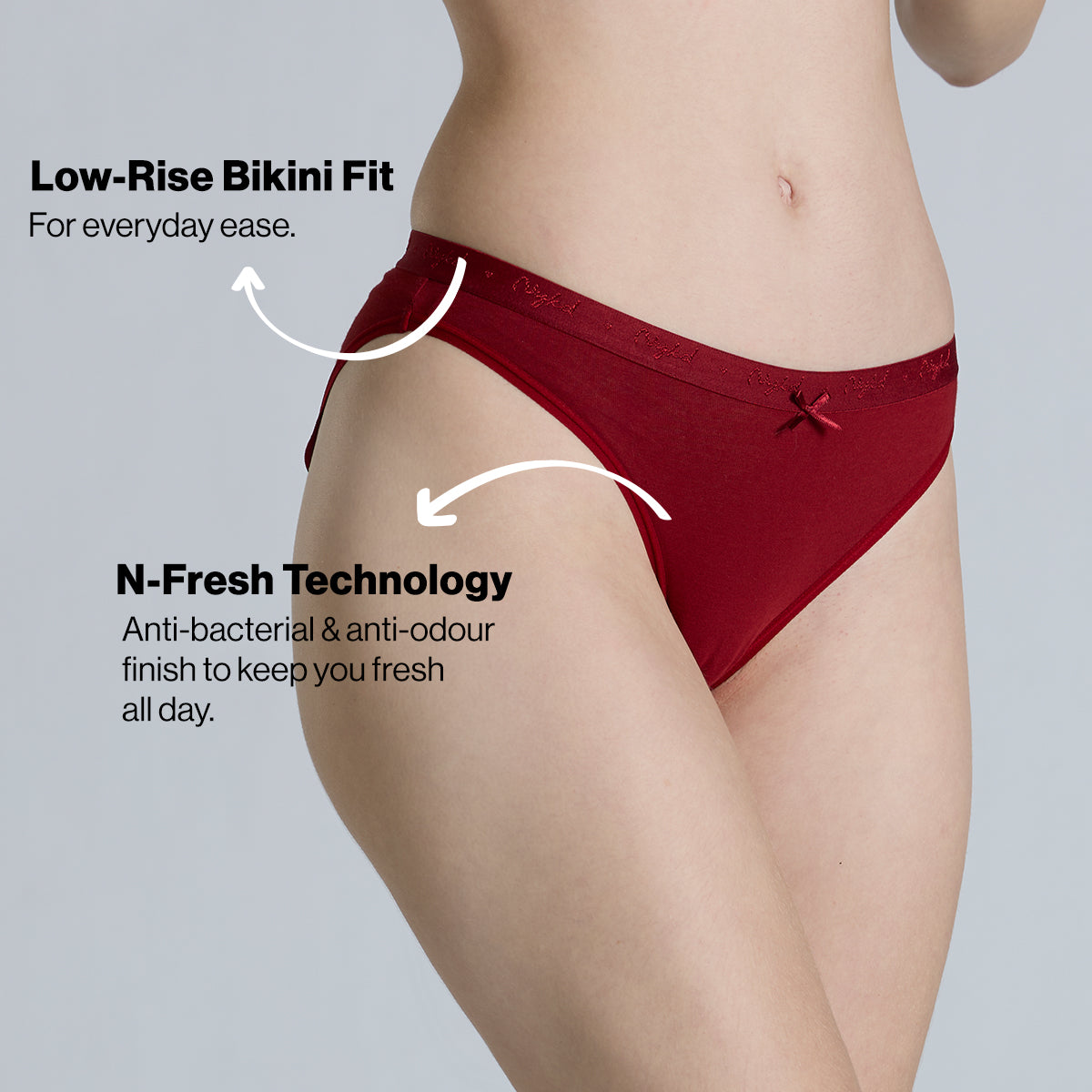 NYKD By Nykaa Low Rise Cotton Bikini Panty with Outer Elastic-NYP390-Assortment 19-P03