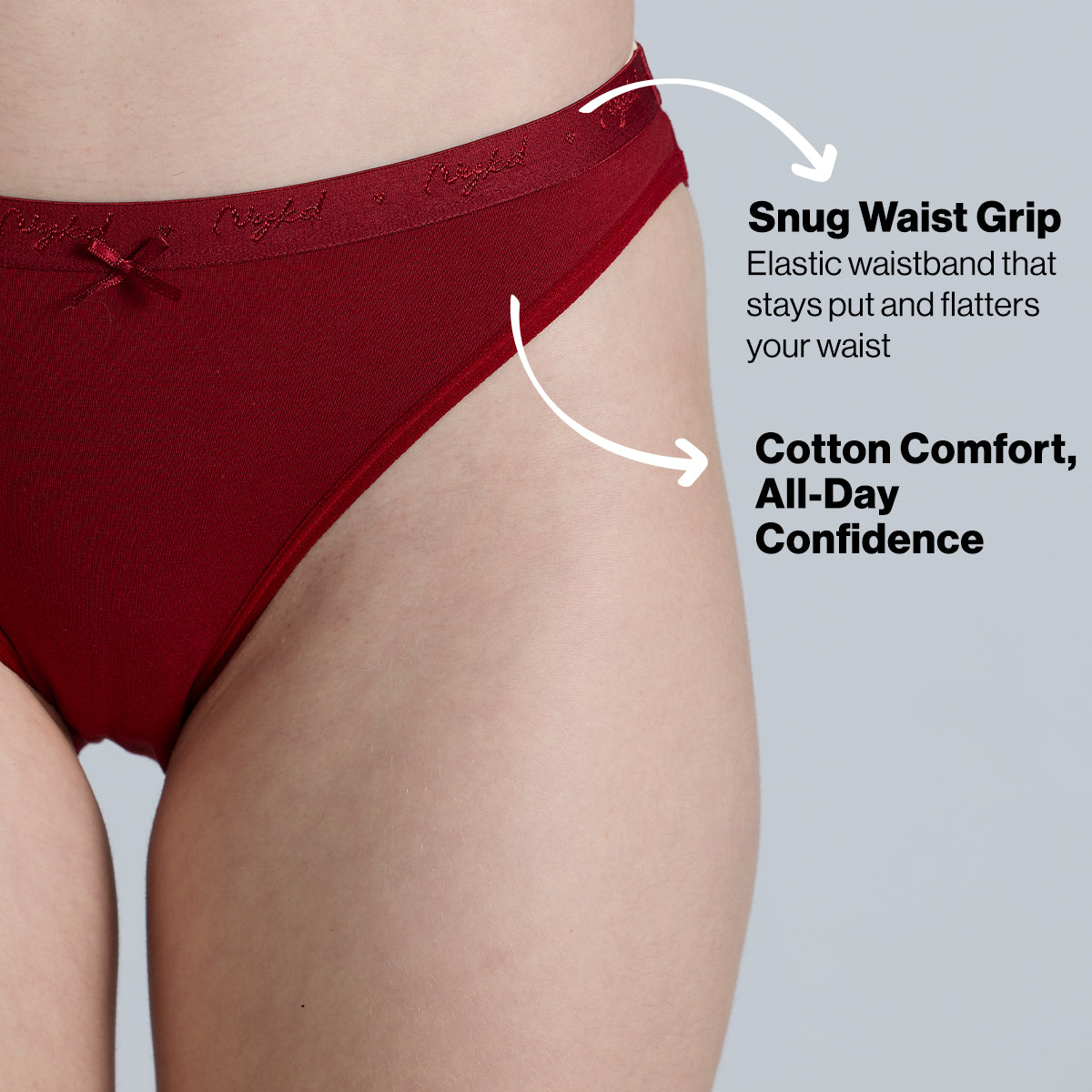 NYKD By Nykaa Low Rise Cotton Bikini Panty with Outer Elastic-NYP390-Assortment 19-P03