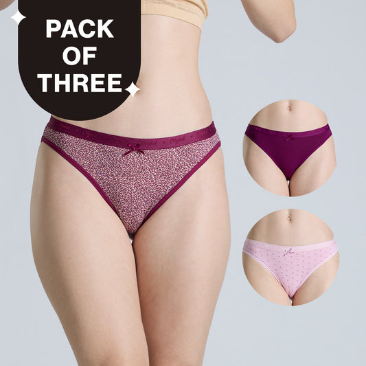NYKD By Nykaa Low Rise Cotton Bikini Panty with Outer Elastic-NYP390-Assortment 20-P03